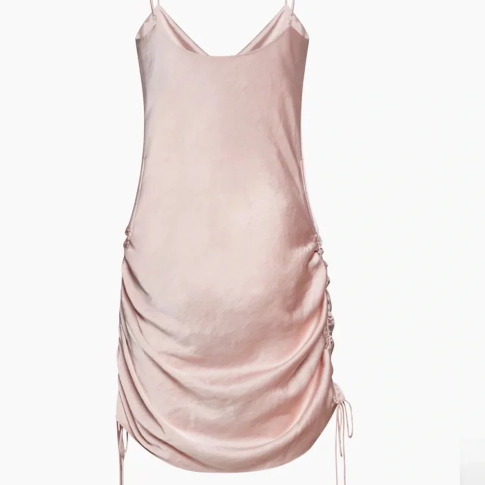 Aritzia “only ruched” slip mini dress in poetic pink, S - Picture 2 of 12